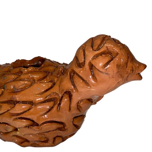 Unique Handmade Signed Red Pottery Clay Bird Candle Holder Figurine Collectible - Picture 6 of 7